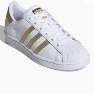 Adidas White and Gold Sneakers
